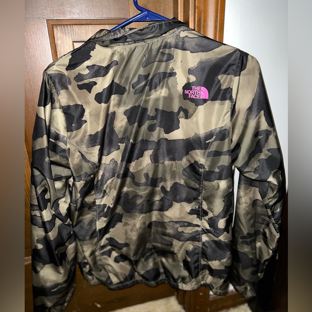 Northface camo and magenta wind breaker.